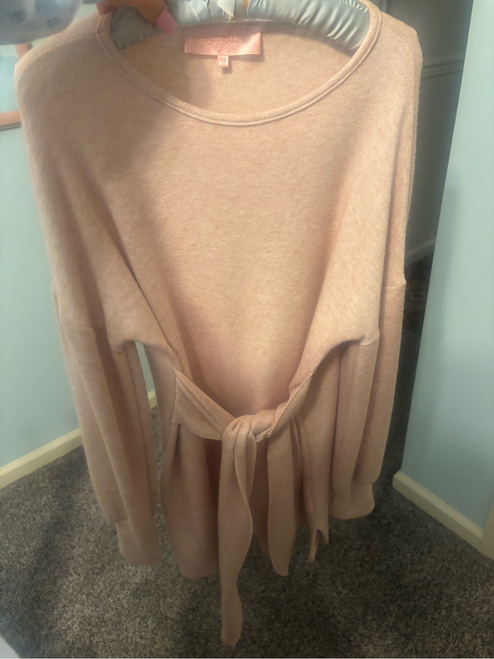 Light Pink Tie-Waist Women's Top